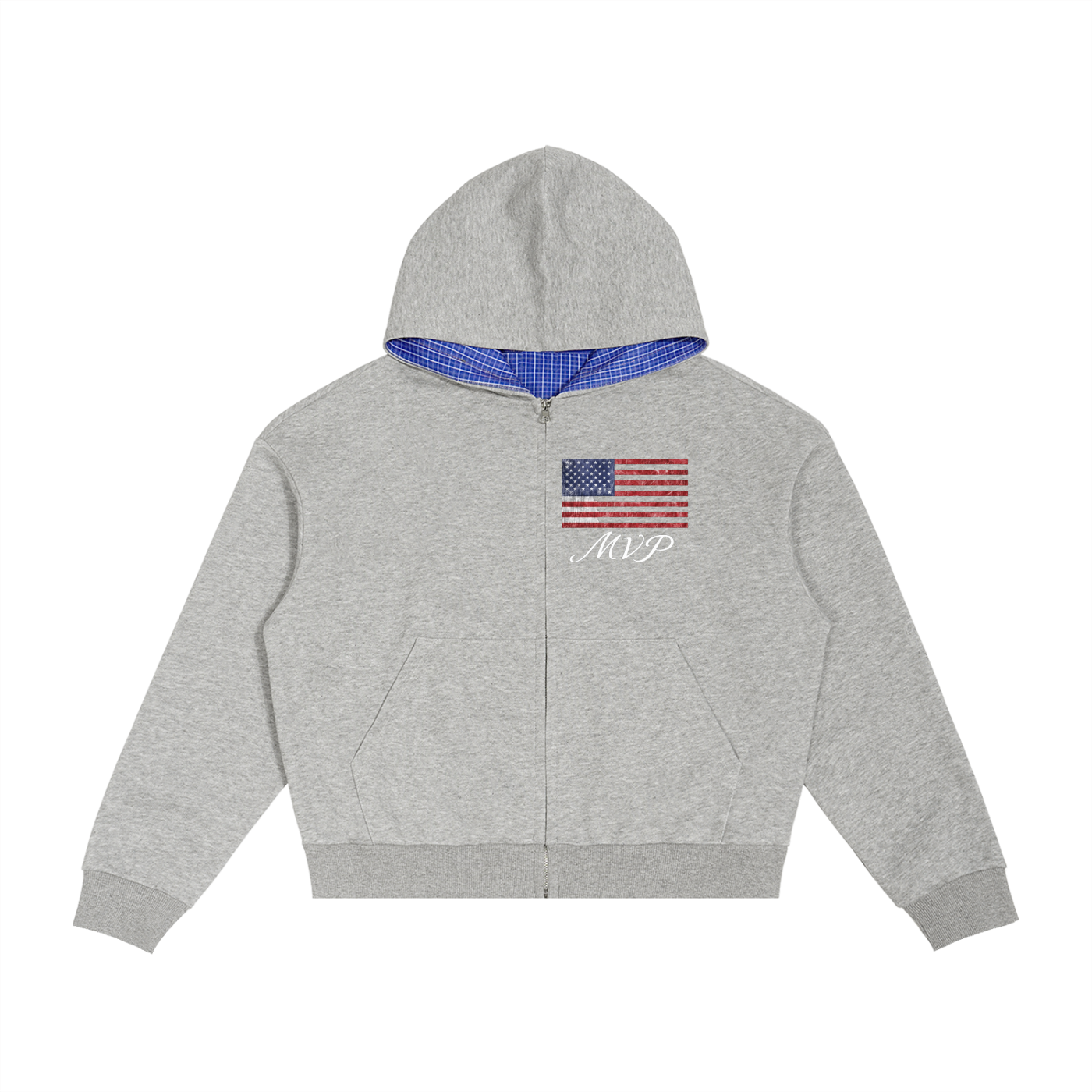 “Franxhised24” Plaid Boxy Zip-Up