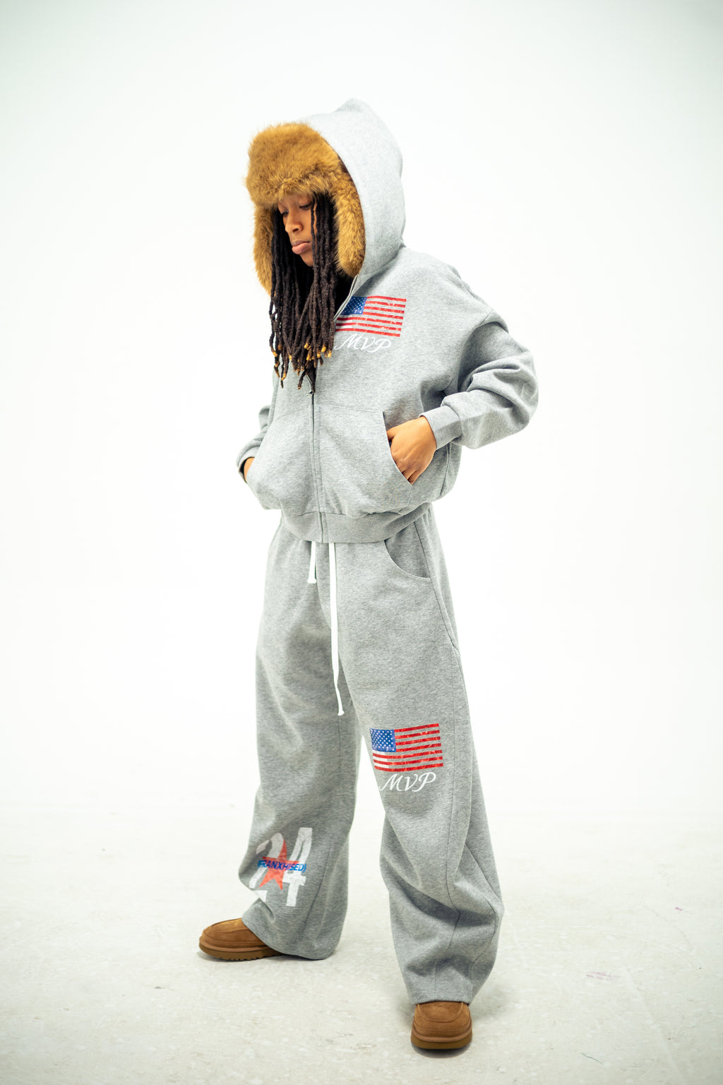 “Franxhised24” Plaid Boxy Zip-Up