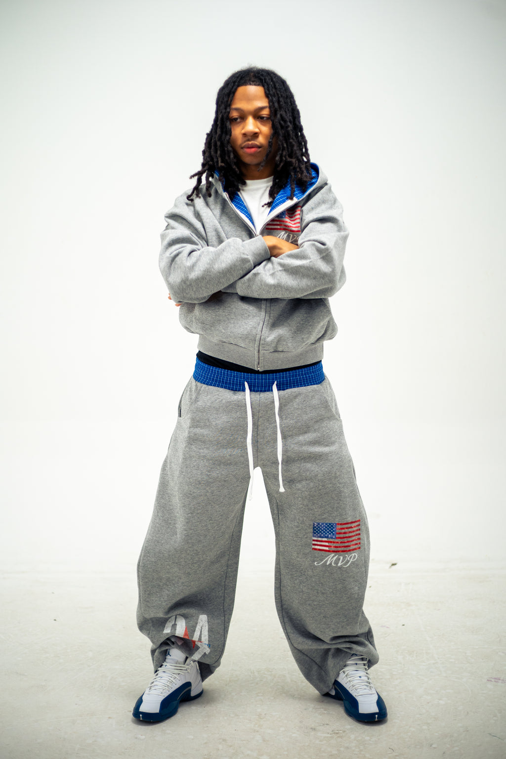 “Franxhised24” Plaid Band Sweats