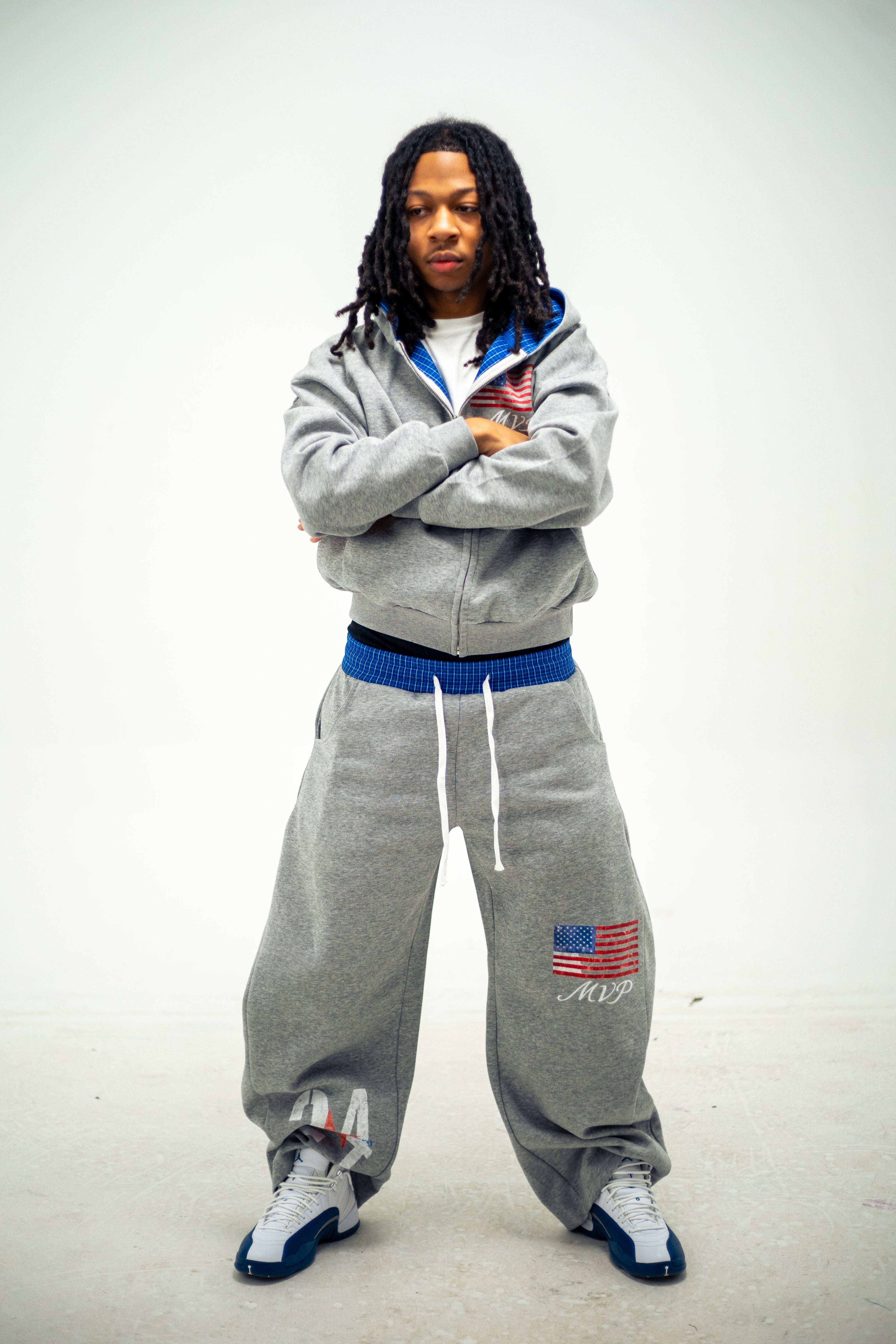 “Franxhised24” Plaid Band Sweats